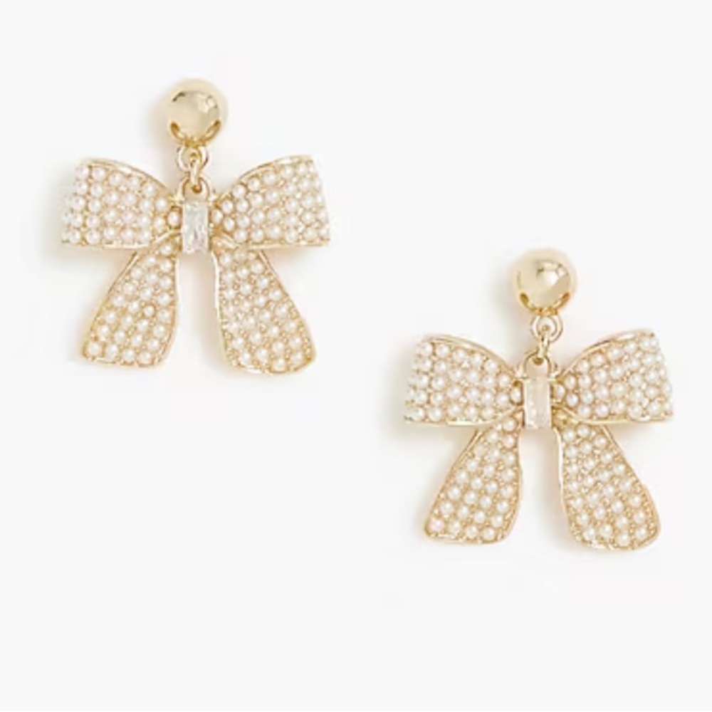NWT J Crew Pearl pavé bow earrings